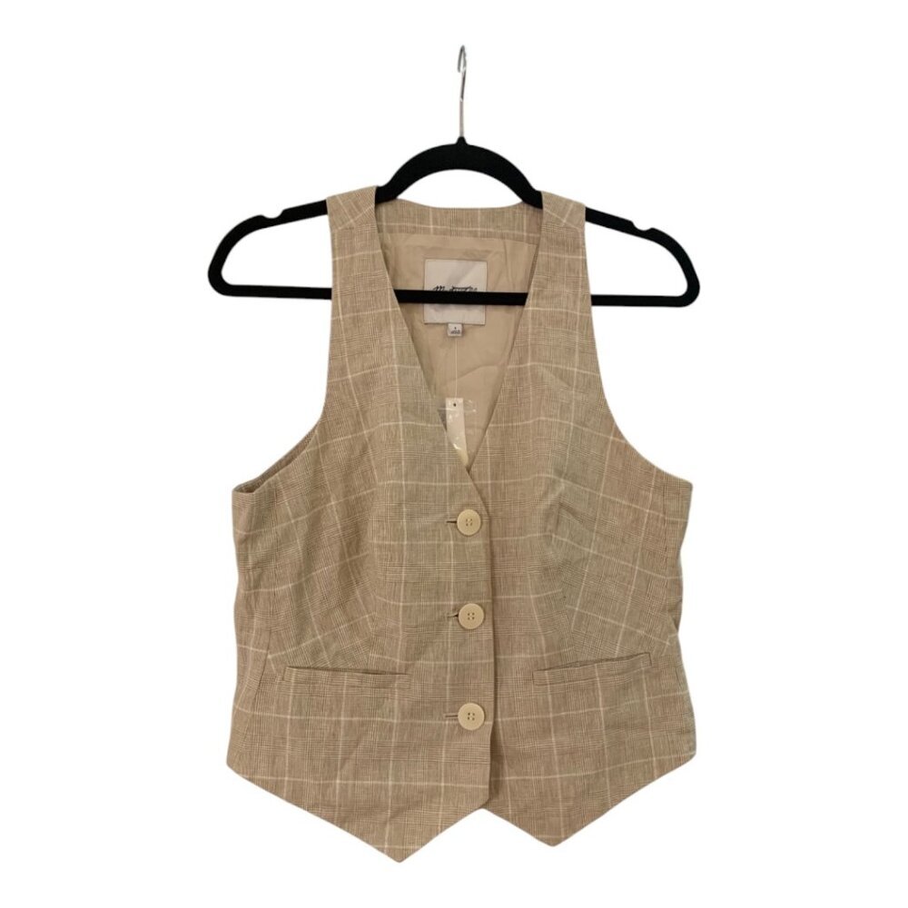 NWOT Madewell Linen Vest Top in Plaid Size 4 - Picture 3 of 7
